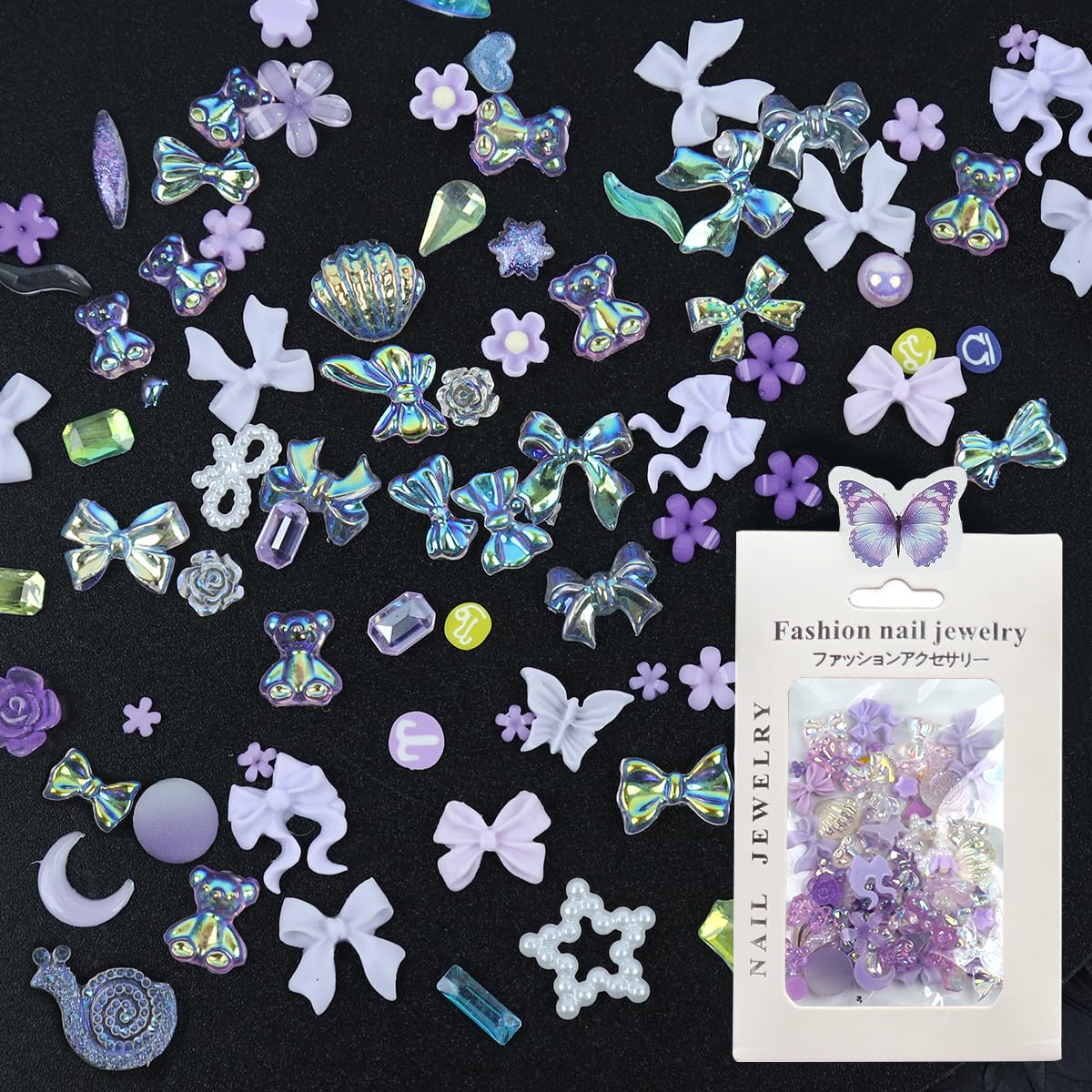 MAYCREATE 3D Mix Flower Nail Charms, Heart Flower Butterfly Acrylic Nail Gems Charms Mixed AB Resin Rhinestones Pearls Gold Rivets for Manicure DIY Crafts Accessories, Purple MAYCREATE 3D Mix Flower Nail Charms, Heart Flower Butterfly Acrylic Nail Gems Charms Mixed AB Resin Rhinestones Pearls Gold Rivets for Manicure DIY Crafts Accessories, Purple
